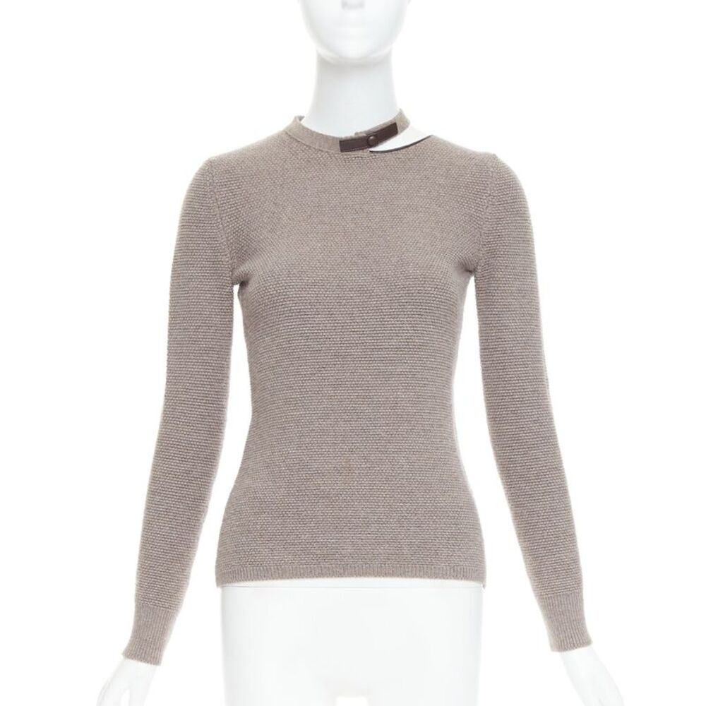 Tom Ford Taupe Wool Leather Sweater - Picture 3 of 9